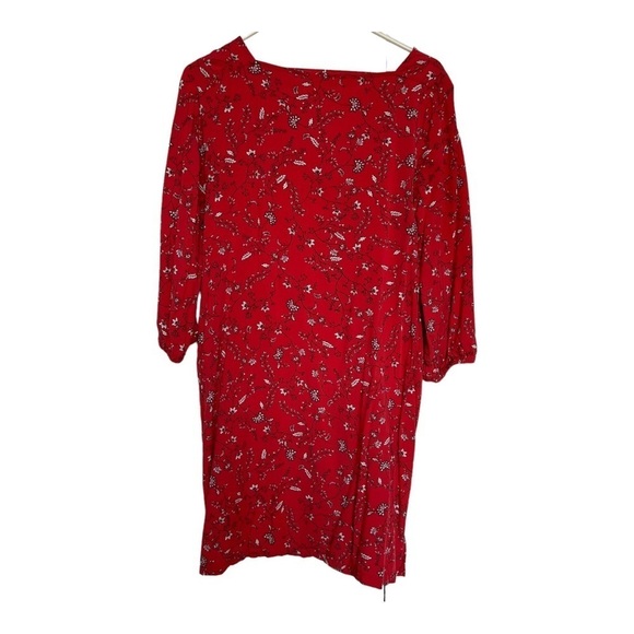Gap Dress Fairy Red Floral Print 3/4 Bishop Sleeve‎ Shift Size Small Back Cutout - Picture 1 of 7